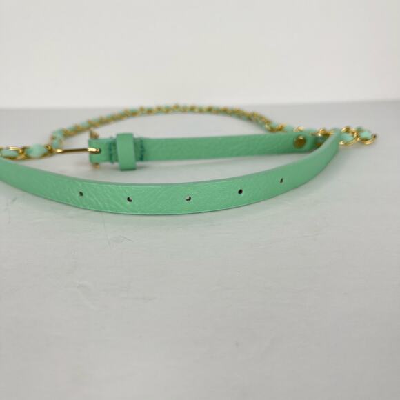 Wet Seal Skinny Faux Leather Teal Green Belt Gold Chain Womens Size Small - Picture 5 of 8